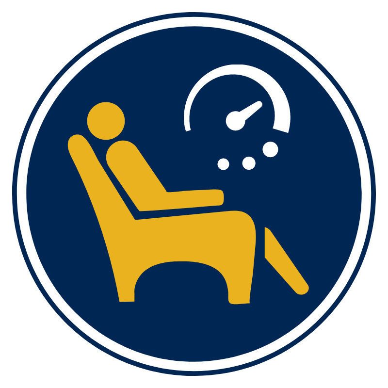 Graphic of person resting on an armchair